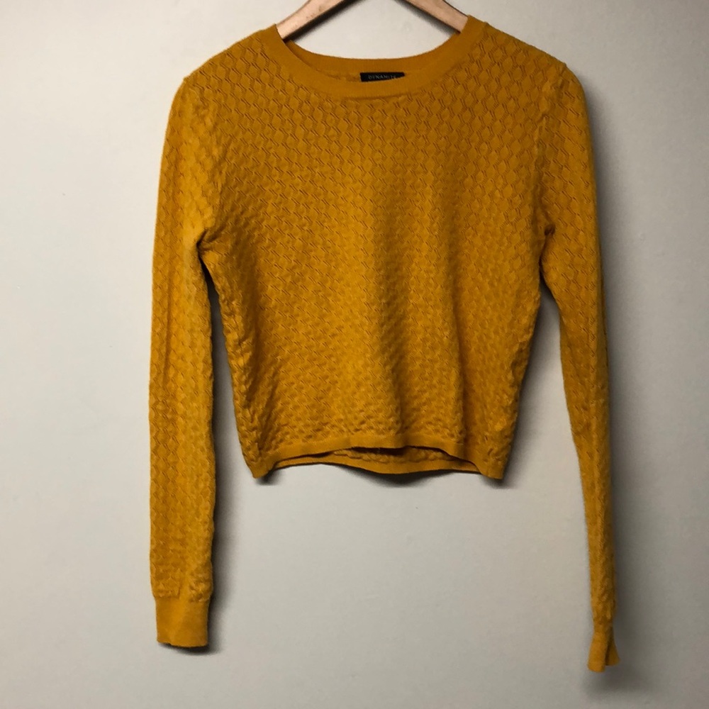 Dynamite Mustard Open knit Crop Sweater